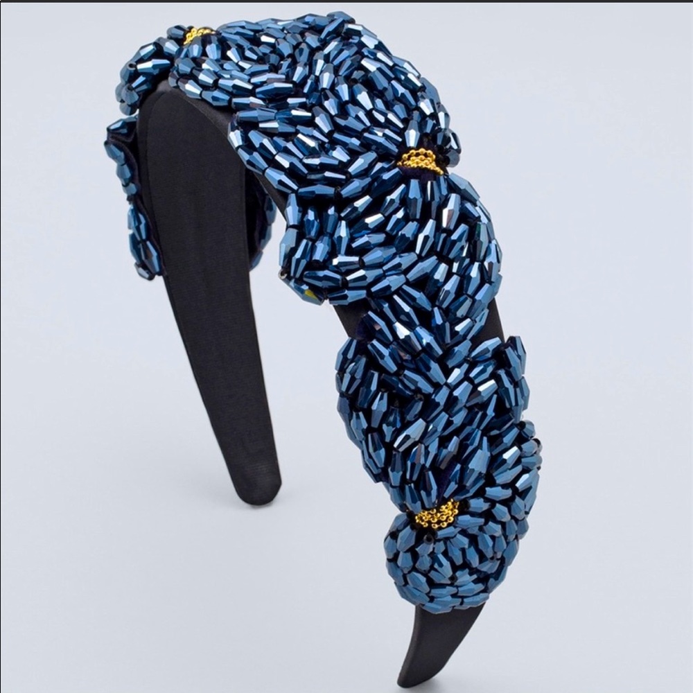New WHBM Beaded Navy Headband